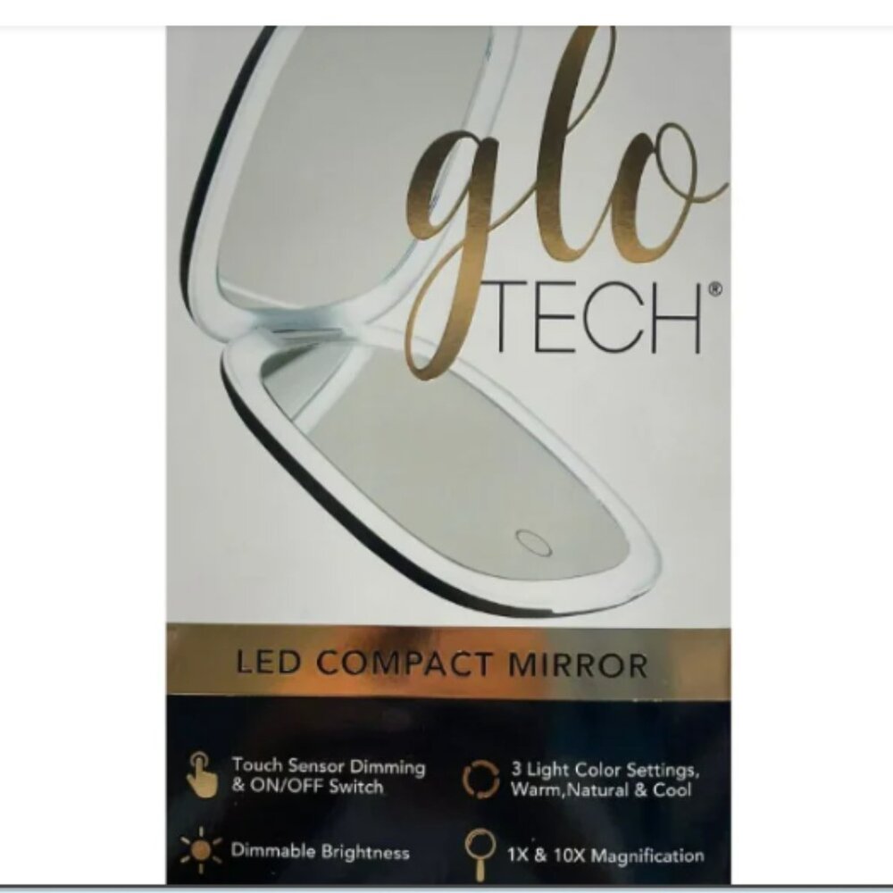 GloTech LED Compact Makeup Mirror - Black - Picture 3 of 5